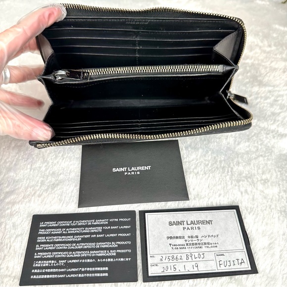 Saint Laurent Matte Black Leather Long Wallet - Picture 6 of 16